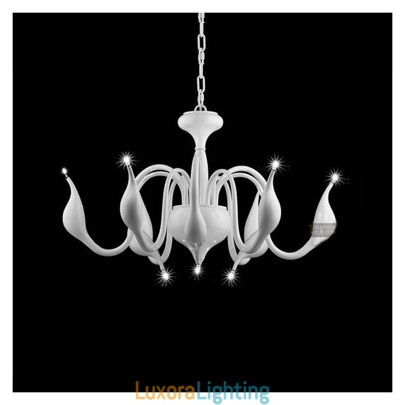 Designer Touch Decorative 9 Light White Modern Contemporary Electroplated Metal Chandelier