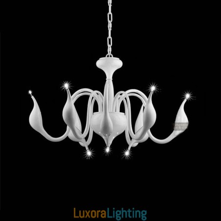 Designer Touch Decorative 9 Light White Modern Contemporary Electroplated Metal Chandelier