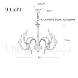 Designer Touch Decorative 9 Light White Modern Contemporary Electroplated Metal Chandelier