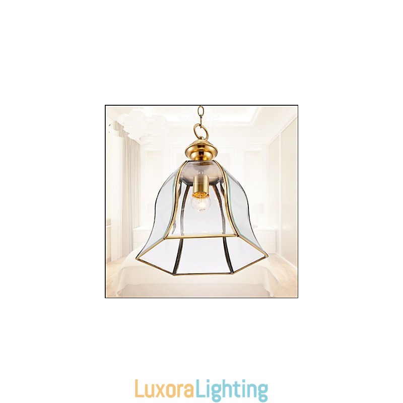 Designer Touch Decorative American Country Small Pendant all Copper Single Glass