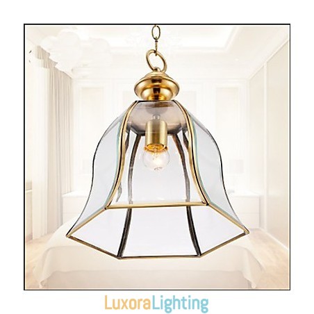 Designer Touch Decorative American Country Small Pendant all Copper Single Glass