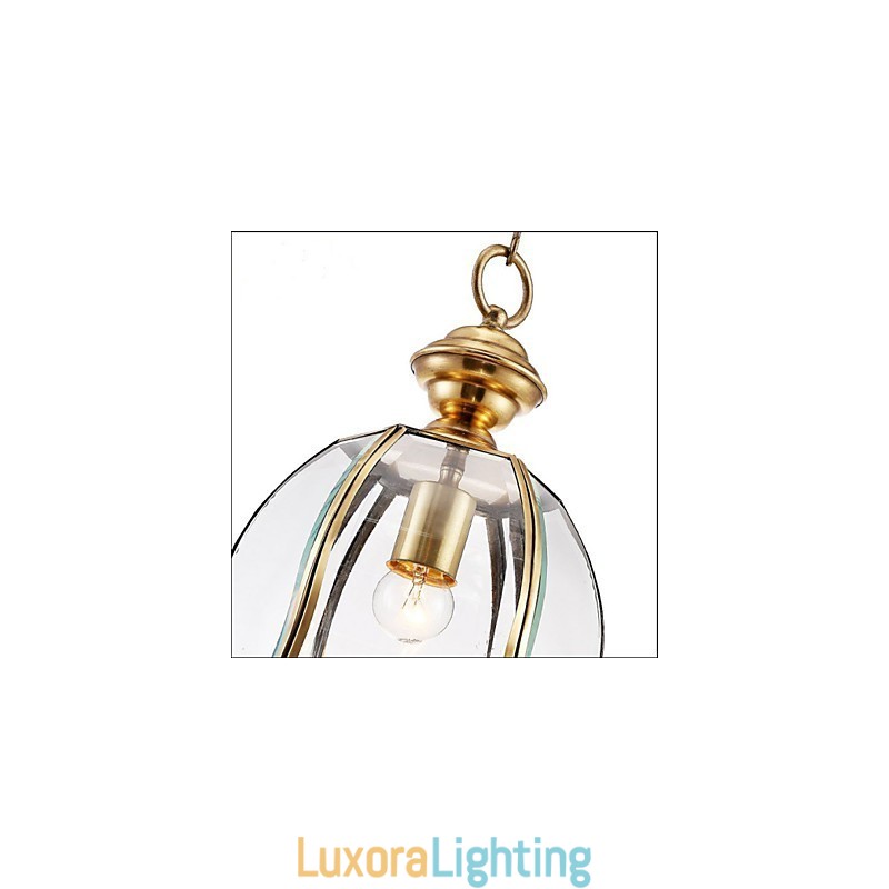 Designer Touch Decorative American Country Small Pendant all Copper Single Glass