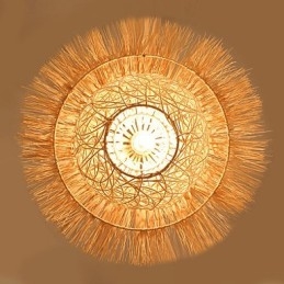Designer Touch Decorative Modern Rural Cany Art Woven Rattan Single Head Droplight Lamp
