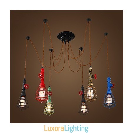 Designer Touch Decorative 6 Lights Vintage Pendant Light Waterpipe Design Lights