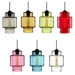 Designer Touch Decorative Single Head Art Glass Chandelier Pendant Light with Glass Shade (Grey Yellow Green Red Pink Blue White)