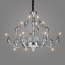 Designer Touch Decorative 15 Light Silver Modern Contemporary Chrome Electroplated Metal Chandelier