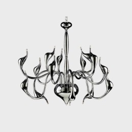 Designer Touch Decorative 15 Light Silver Modern Contemporary Chrome Electroplated Metal Chandelier