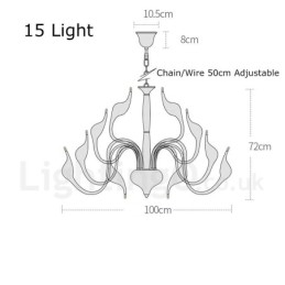 Designer Touch Decorative 15 Light Silver Modern Contemporary Chrome Electroplated Metal Chandelier
