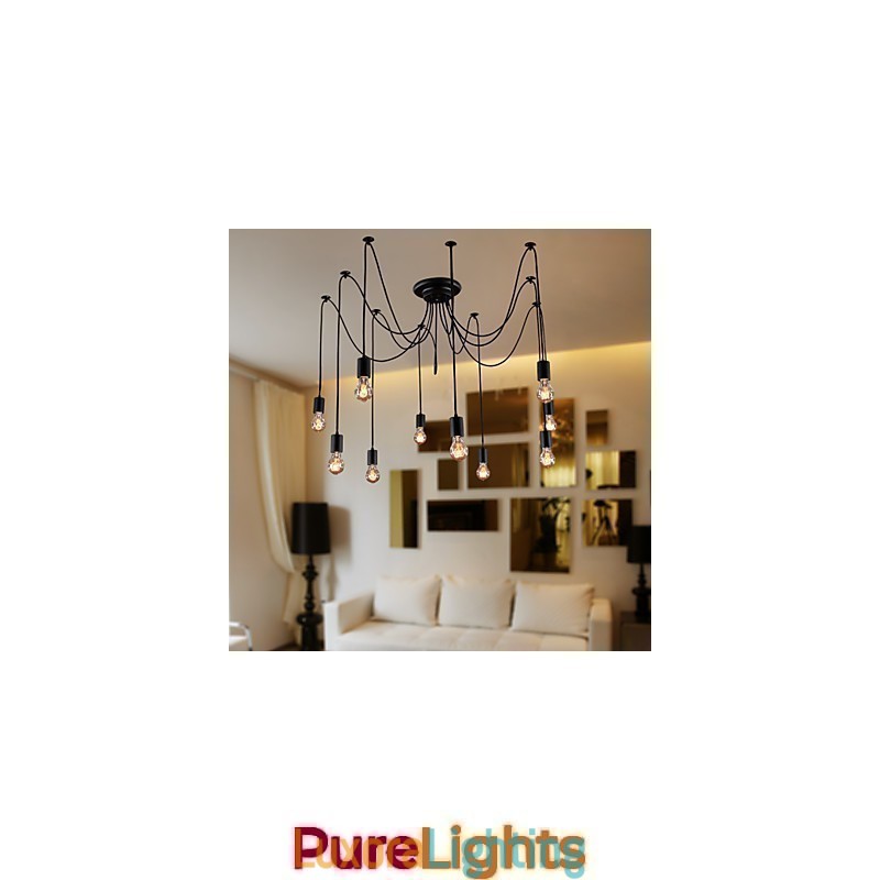 Designer Touch Decorative Chandelier Vintage Design Bulbs Included Living 10 Lights Pendant Light