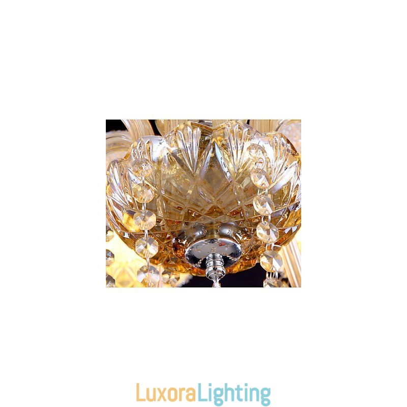 Designer Touch Decorative Amber 6 Lights Elegant Crystal Chandelier for Home