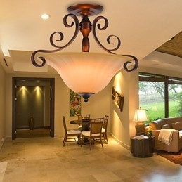 Designer Touch Decorative Rustic Lodge Vintage Mini Style Painting Metal Pendant Light