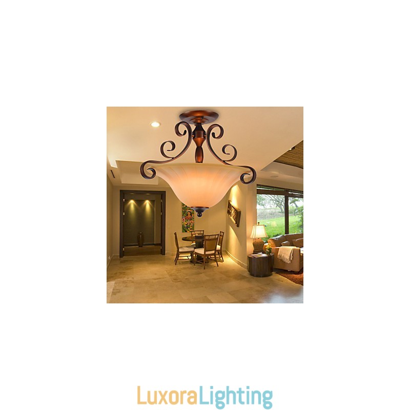 Designer Touch Decorative Rustic Lodge Vintage Mini Style Painting Metal Pendant Light