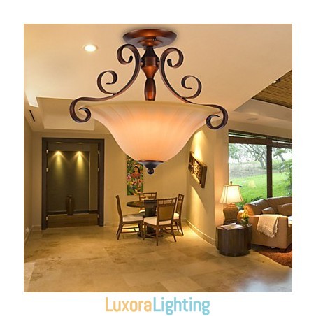 Designer Touch Decorative Rustic Lodge Vintage Mini Style Painting Metal Pendant Light
