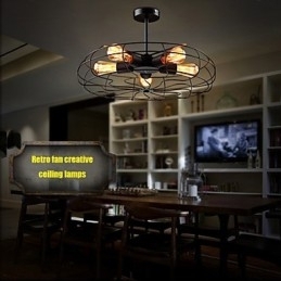 Designer Touch Decorative Industrial Vintage Metal Fan Pendant Lamp Steampunk Ceiling Chandelier Light