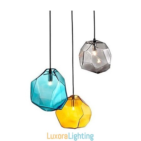 Designer Touch Decorative Creative Ice Crystal Glass Diamond Pendant Chromatic Droplight Lamp Light