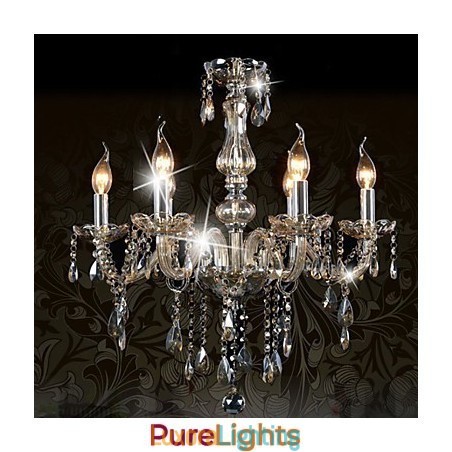 Designer Touch Decorative 6 Lights Luxury Crystal Chandelier Cognac Color K9 Crystal Chandelier