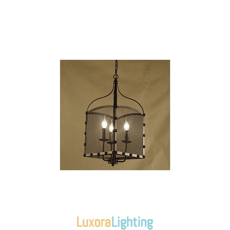 Designer Touch Decorative A Net Cover Retro Industrial Wind Cafe Wrought Lron Chandelier