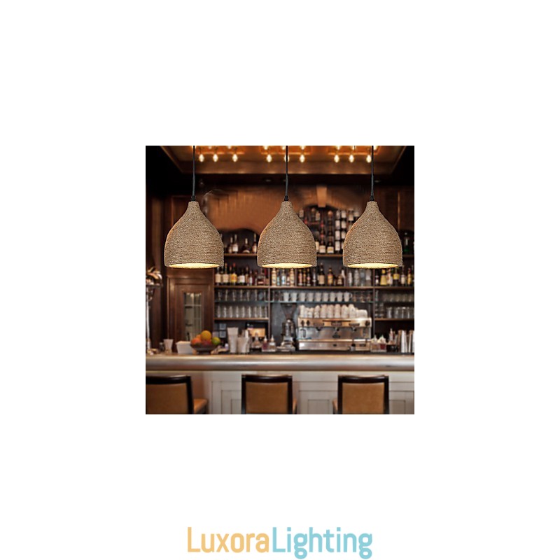 Designer Touch Decorative Country Lofts Restoring Ancient Ways Hemp Rope Single Head Small Droplight Lamp