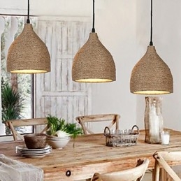 Designer Touch Decorative Country Lofts Restoring Ancient Ways Hemp Rope Single Head Small Droplight Lamp