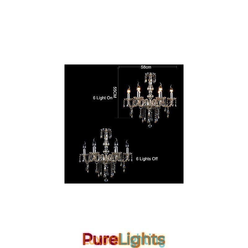 Designer Touch Decorative 6 Lights Luxury Crystal Chandelier Cognac Color K9 Crystal Chandelier