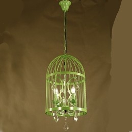 Designer Touch Decorative Vintage Iron Cage Staircase Lamp Chandelier Crystal