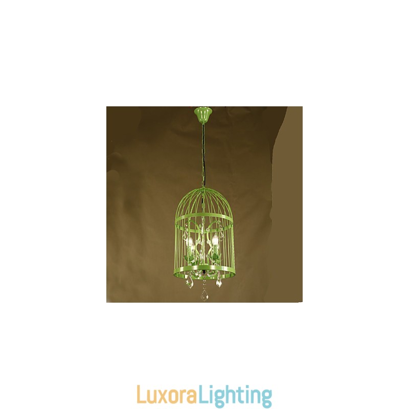 Designer Touch Decorative Vintage Iron Cage Staircase Lamp Chandelier Crystal