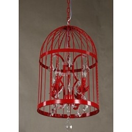 Designer Touch Decorative Vintage Iron Cage Staircase Lamp Chandelier Crystal