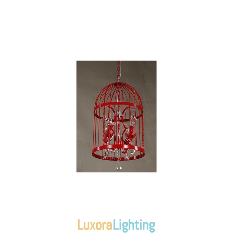 Designer Touch Decorative Vintage Iron Cage Staircase Lamp Chandelier Crystal