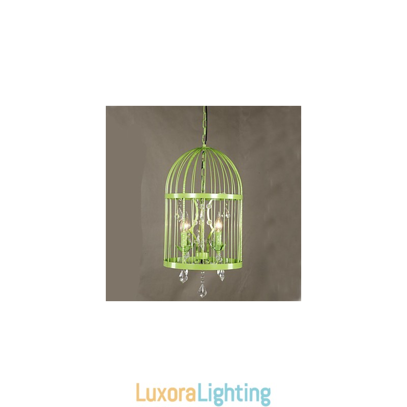 Designer Touch Decorative Vintage Iron Cage Staircase Lamp Chandelier Crystal