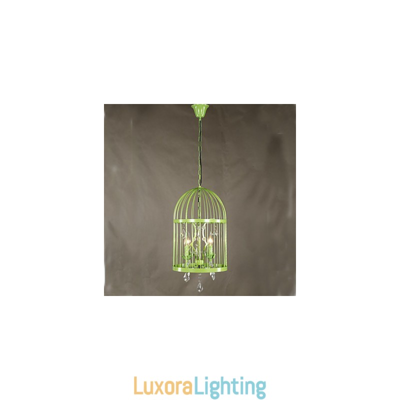 Designer Touch Decorative Vintage Iron Cage Staircase Lamp Chandelier Crystal