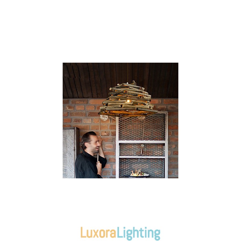 Designer Touch Decorative Retro Classic Wooden Ceiling Lights Simple Pendant Lamps Cafe Pendant Lamp