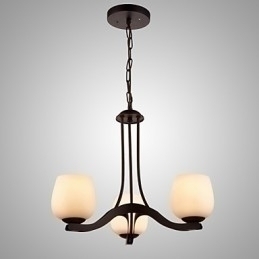 Designer Touch Decorative Iron Painting Chandelier with Glass Shade Classic Lighting Lamp 3 Heads
