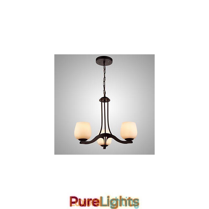 Designer Touch Decorative Iron Painting Chandelier with Glass Shade Classic Lighting Lamp 3 Heads
