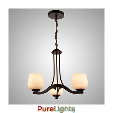 Designer Touch Decorative Iron Painting Chandelier with Glass Shade Classic Lighting Lamp 3 Heads