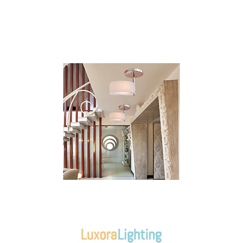 Designer Touch Decorative Modern Contemporary Mini Style Chrome Metal Chandelier Flush Mount Garage