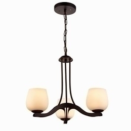 Designer Touch Decorative Iron Painting Chandelier with Glass Shade Classic Lighting Lamp 3 Heads