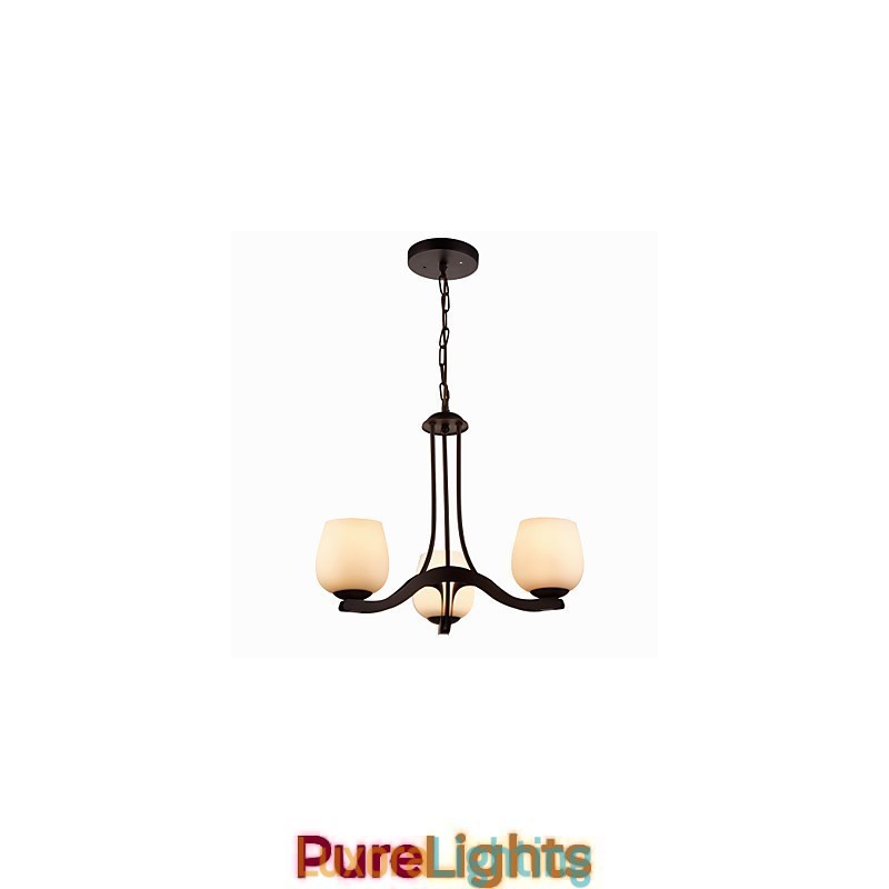 Designer Touch Decorative Iron Painting Chandelier with Glass Shade Classic Lighting Lamp 3 Heads