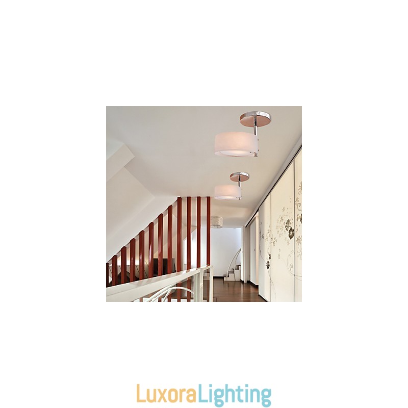 Designer Touch Decorative Modern Contemporary Mini Style Chrome Metal Chandelier Flush Mount Garage