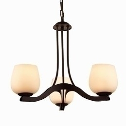 Designer Touch Decorative Iron Painting Chandelier with Glass Shade Classic Lighting Lamp 3 Heads