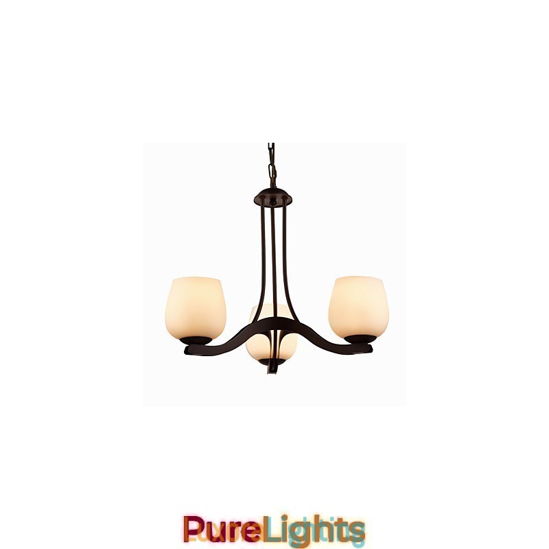 Designer Touch Decorative Iron Painting Chandelier with Glass Shade Classic Lighting Lamp 3 Heads