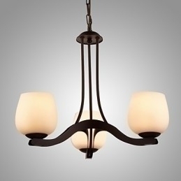 Designer Touch Decorative Iron Painting Chandelier with Glass Shade Classic Lighting Lamp 3 Heads