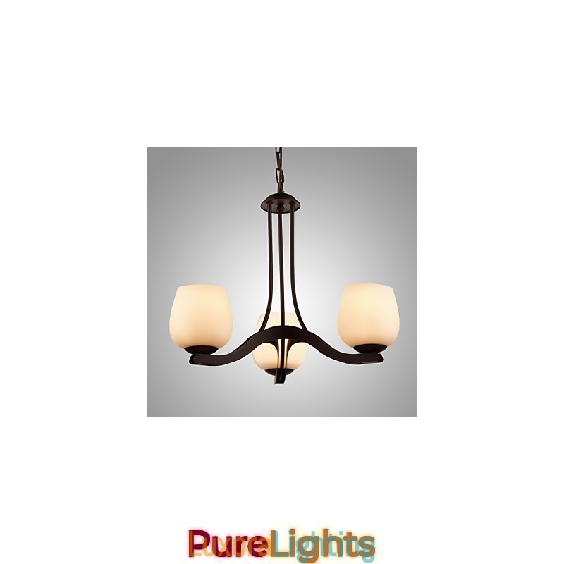 Designer Touch Decorative Iron Painting Chandelier with Glass Shade Classic Lighting Lamp 3 Heads