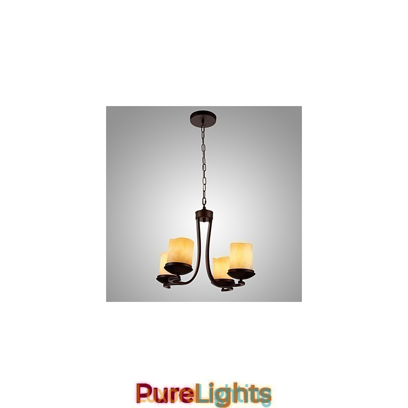 Designer Touch Decorative Iron Painting Chandelier with Glass Shade Classic Candle Lighting Lamp 4 Heads