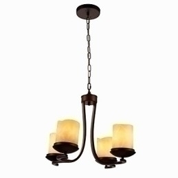 Designer Touch Decorative Iron Painting Chandelier with Glass Shade Classic Candle Lighting Lamp 4 Heads