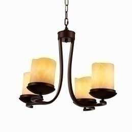 Designer Touch Decorative Iron Painting Chandelier with Glass Shade Classic Candle Lighting Lamp 4 Heads