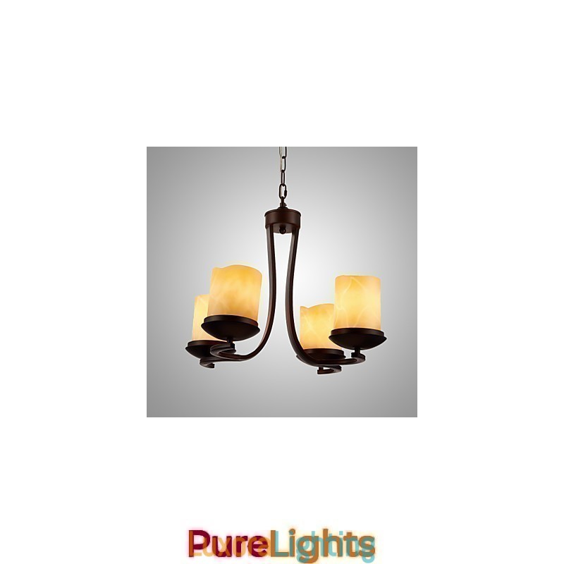 Designer Touch Decorative Iron Painting Chandelier with Glass Shade Classic Candle Lighting Lamp 4 Heads