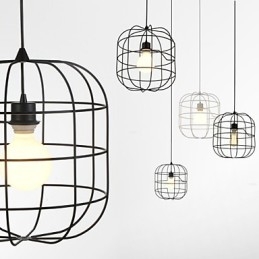 Designer Touch Decorative Mini Artistic Birdcage Pendant Lamp 1 Light Mordern Simplicity Finish Black White Metal Carbon Steel Droplight