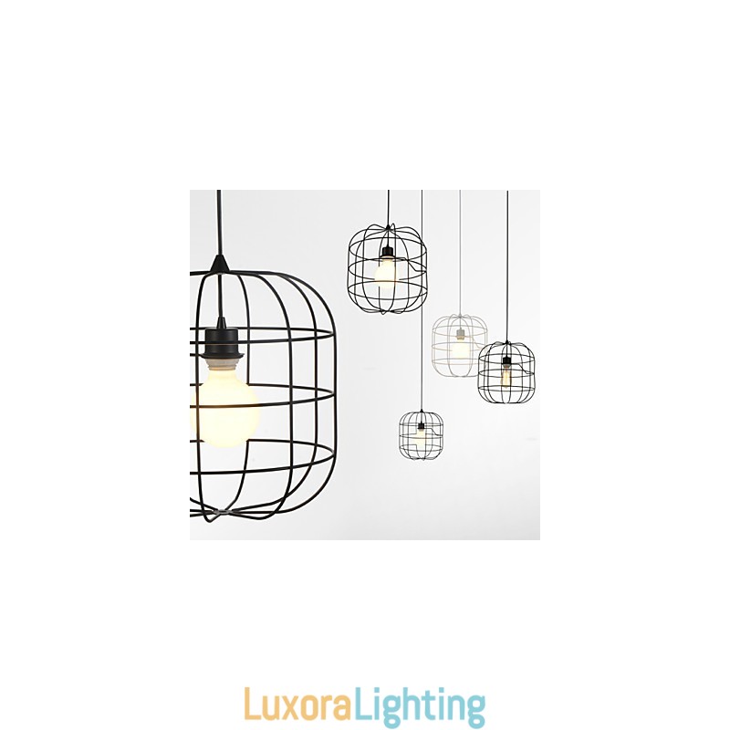 Designer Touch Decorative Mini Artistic Birdcage Pendant Lamp 1 Light Mordern Simplicity Finish Black White Metal Carbon Steel Droplight