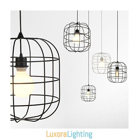 Designer Touch Decorative Mini Artistic Birdcage Pendant Lamp 1 Light Mordern Simplicity Finish Black White Metal Carbon Steel Droplight