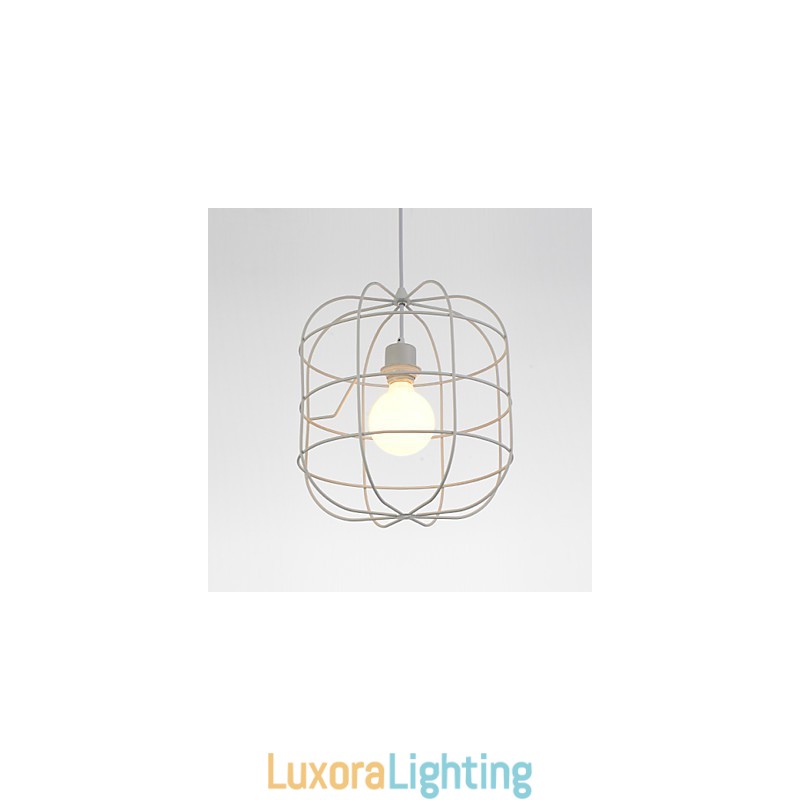 Designer Touch Decorative Mini Artistic Birdcage Pendant Lamp 1 Light Mordern Simplicity Finish Black White Metal Carbon Steel Droplight